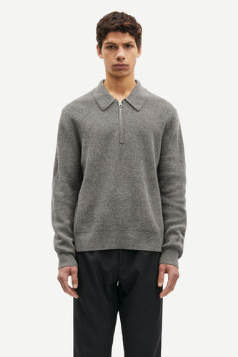 Samsøe Samsøe - Saisaks HZ Polo 15010 - Dark Grey Mel. Pullover Samsøe Samsøe