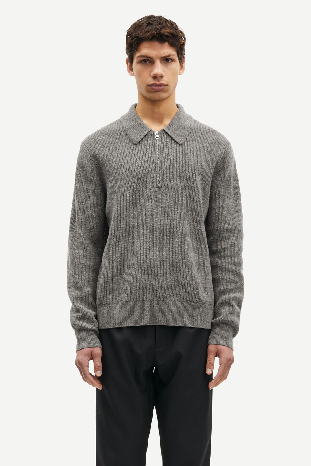 Samsøe Samsøe - Saisaks HZ Polo 15010 - Dark Grey Mel. Pullover Samsøe Samsøe