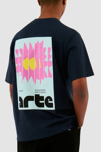 Arte Antwerp - Flower Poster T-shirt - Navy T-Shirts Arte Antwerp