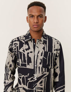 Les Deux - Berkeley Shirt - Black/Light Desert Sand Hemden Les Deux