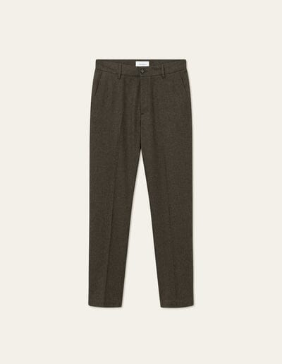 Les Deux - Como Reg Wool Suit Pants - Forest Green Melange Hosen Les Deux