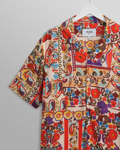 Wax London - Didcot Shirt Red/Multi Abstract Tile Hemden Wax London