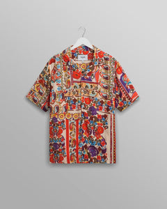Wax London - Didcot Shirt Red/Multi Abstract Tile Hemden Wax London