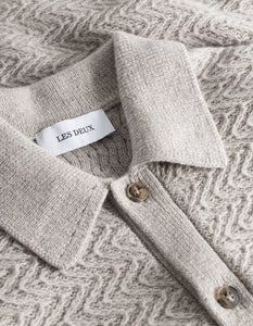 Les Deux - Finnegan Knit Shirt - Oatmeal Melange Sweatshirts Les Deux