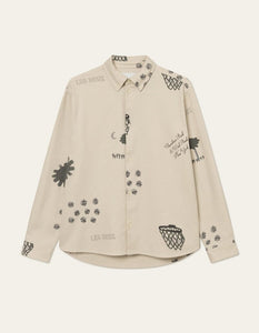 Les Deux - Karl AOP Shirt 2.0 - Ivory/Grey Hemden Les Deux