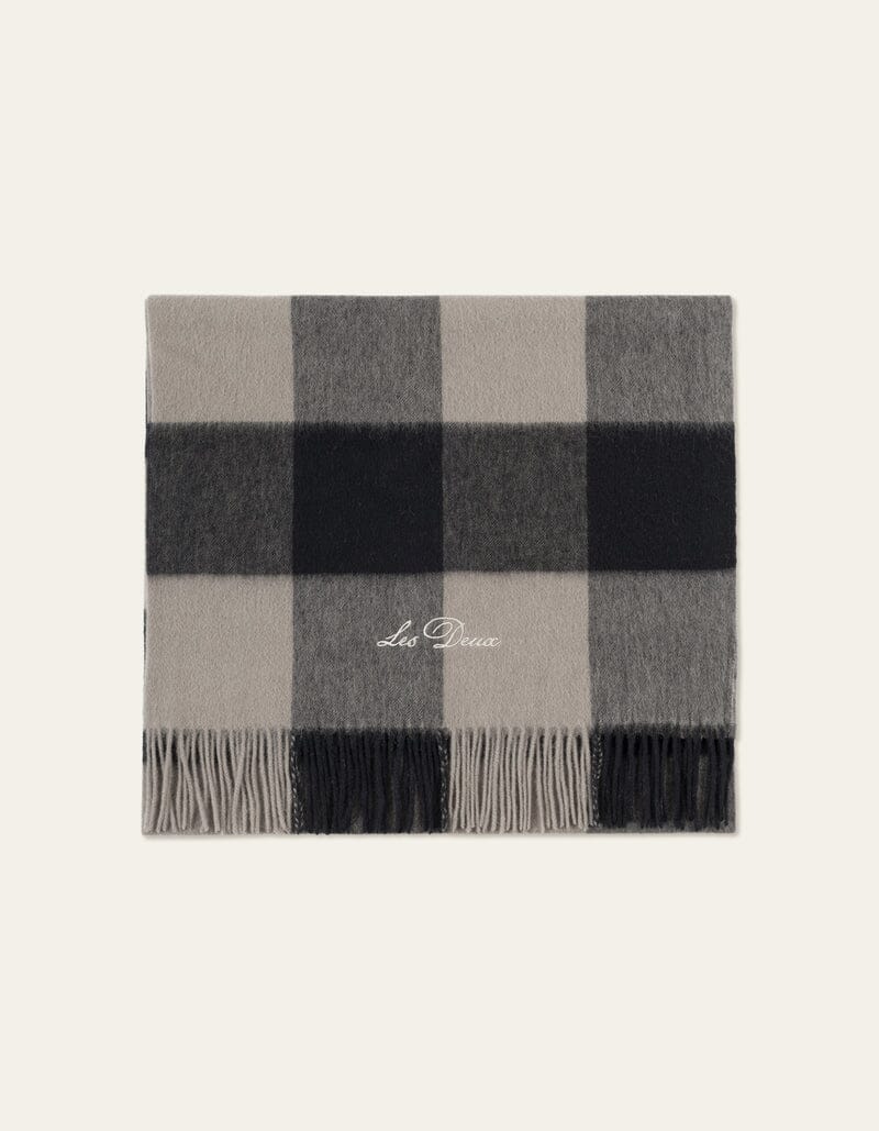 Les Deux - Raiden Buffalo Check Scarf - Dark Sand/Black Accessoires Les Deux