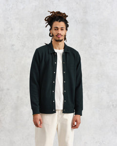 Wax London - Hays Waffle Overshirt - Dark Green Hemden Wax London