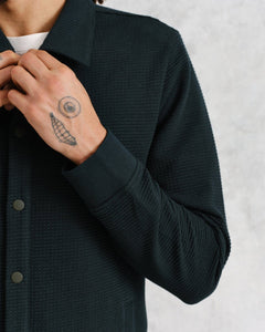 Wax London - Hays Waffle Overshirt - Dark Green Hemden Wax London