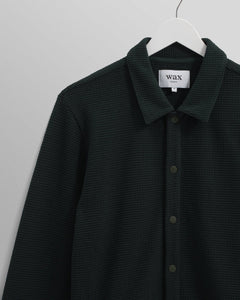 Wax London - Hays Waffle Overshirt - Dark Green Hemden Wax London