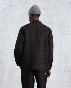 Wax London - Lomond Petal Jacquard Quilted Overshirt - Black Hemden Wax London