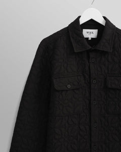 Wax London - Lomond Petal Jacquard Quilted Overshirt - Black Hemden Wax London