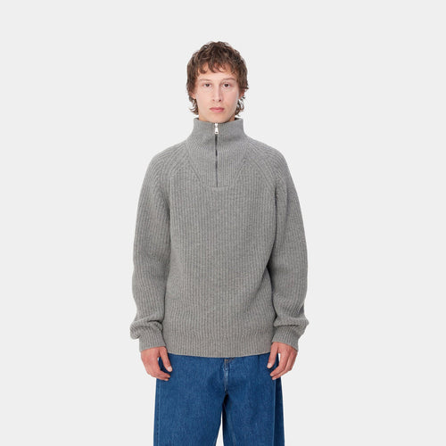 Carhartt WIP - Marlon Half Zip Sweater - Grey Heather Sweatshirts Carhartt WIP