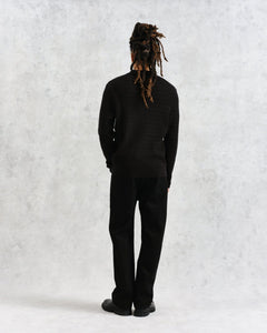 Wax London - Tristan Cable Stitch Knitted Shirt - Black Hemden Wax London