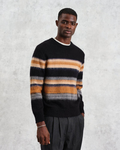 Wax London - Wilde Wool Jumper - Black Brush Stripe Pullover Wax London