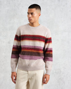 Wax London - Wilde Wool Jumper - Oatmeal Brush Stripe Pullover Wax London